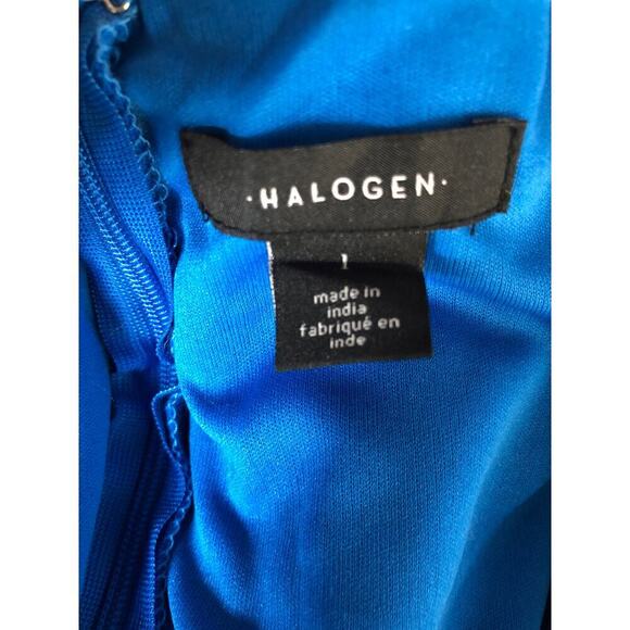 Halogen Dress Sleeveless Square Neck Knee Length Sheath Indigo Bunting Size L - Picture 6 of 8